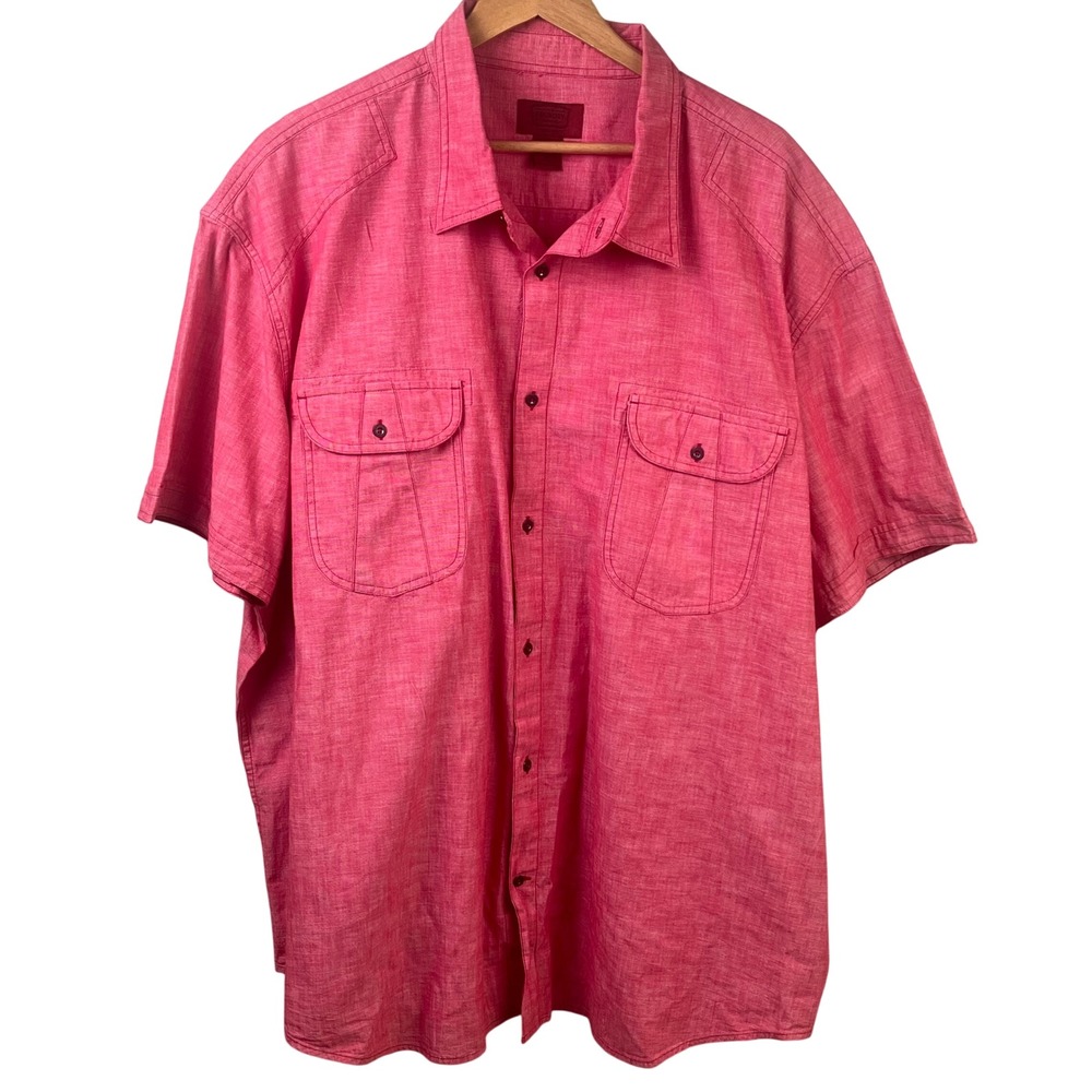 The Foundry Red Short Sleeve Button Down Lightweight Denim Summer Shirt 4XL NWT